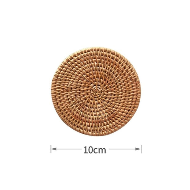 Round Natural Rattan Cup Mat