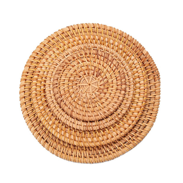 Round Natural Rattan Cup Mat