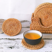 Round Natural Rattan Cup Mat