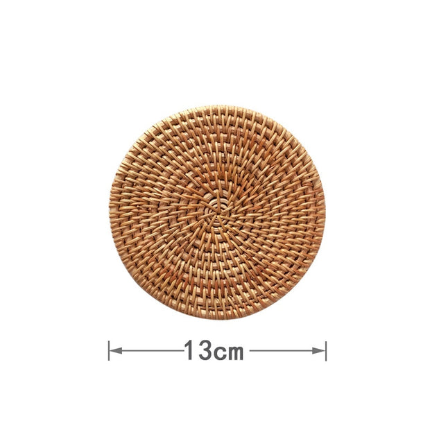 Round Natural Rattan Cup Mat