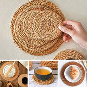 Round Natural Rattan Cup Mat