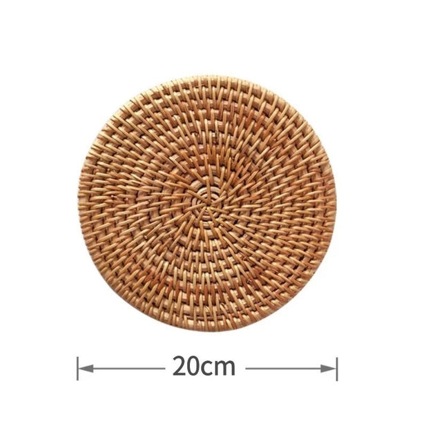 Round Natural Rattan Cup Mat