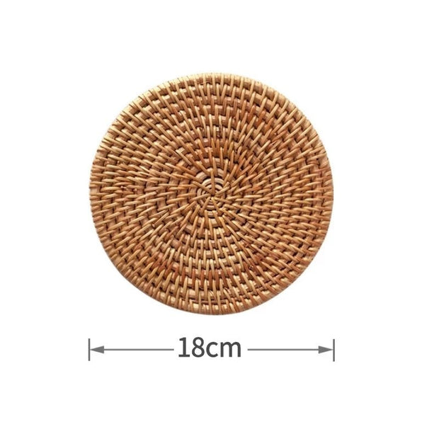 Round Natural Rattan Cup Mat